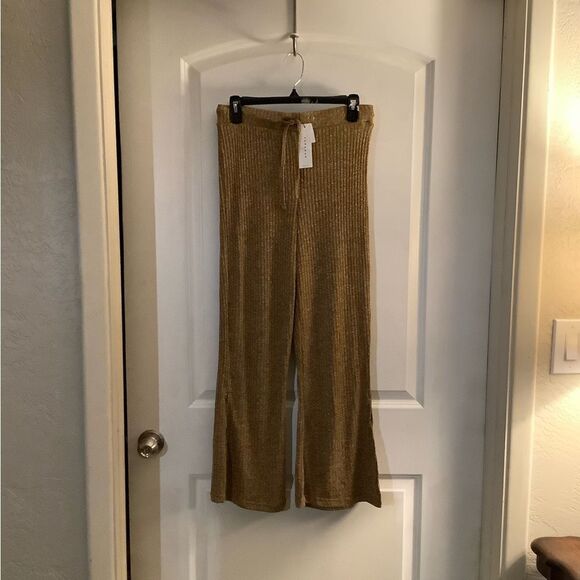 Topshop Ribbed Flare Pants Copper/tan Sz 8 petite NWT - Picture 2 of 9